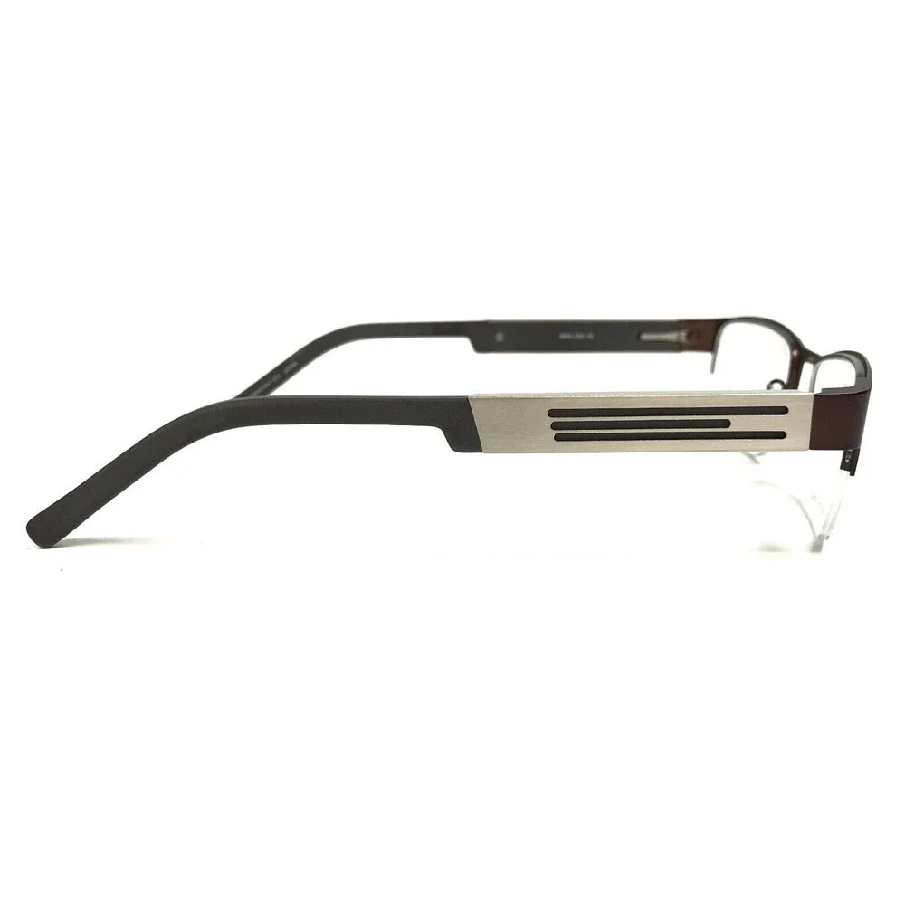 Alfred Sung Eyeglasses Frames AS4958 BRN CEN Brown Grey Half Rim 52-19-145